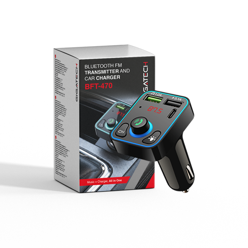 Bluetooth FM transmiter i autopunjač Gigatech BFT-470 s LED svjetlima