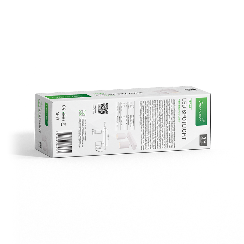 LED spot svjetiljka Green Tech, GU10 X 2 kom, bijela boja slika 6