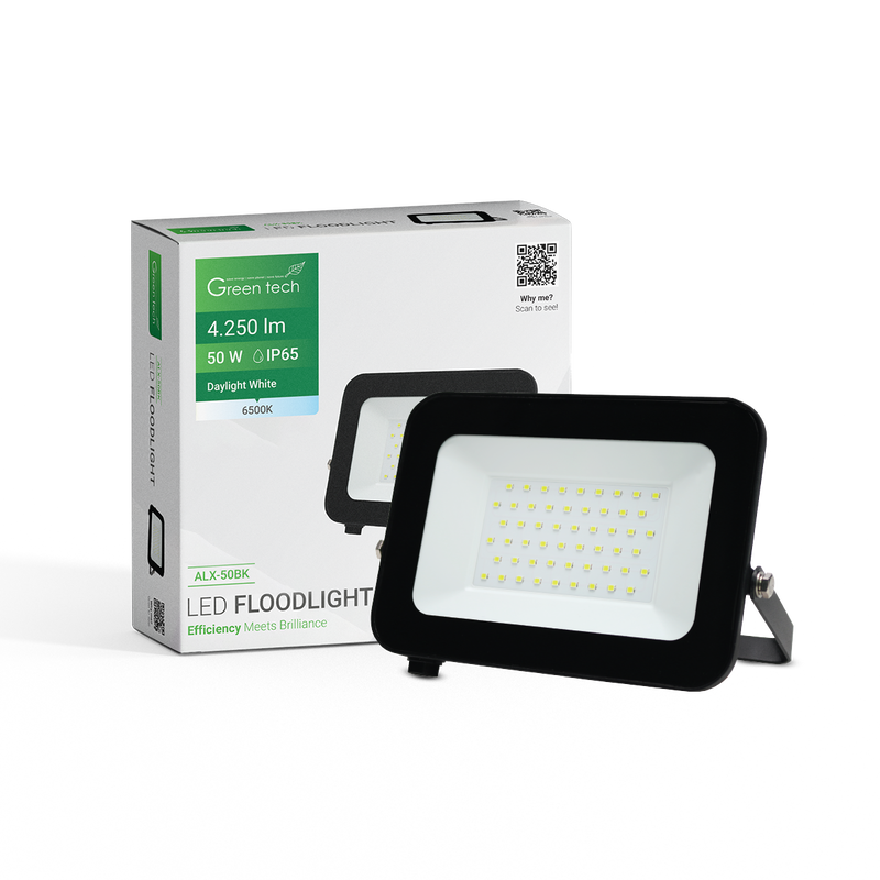 LED reflektor Green Tech 4250 lm, 50W, 6500K, IP65, crni