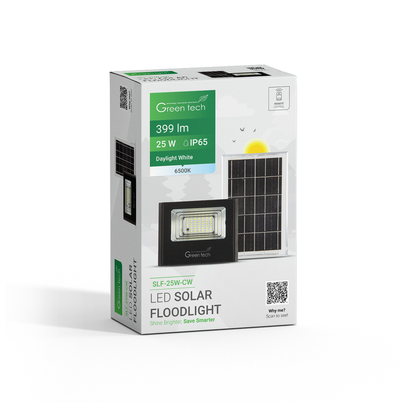 LED solarni reflektor Green Tech 25W, 6500K, IP65 slika 3