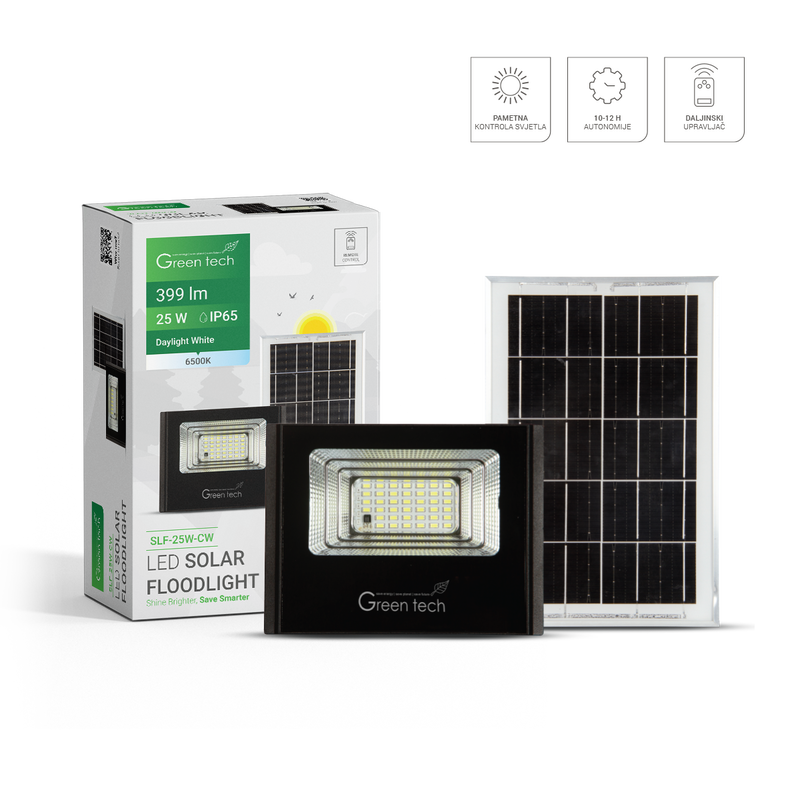 LED solarni reflektor Green Tech 25W, 6500K, IP65 slika 2