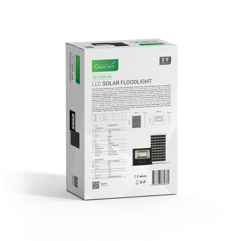 LED solarni reflektor Green Tech 40W, 6500K, IP65 slika 4