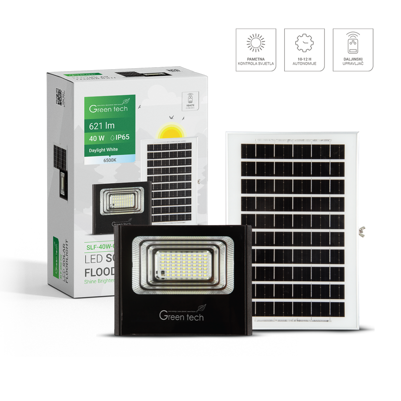 LED solarni reflektor Green Tech 40W, 6500K, IP65 slika 2