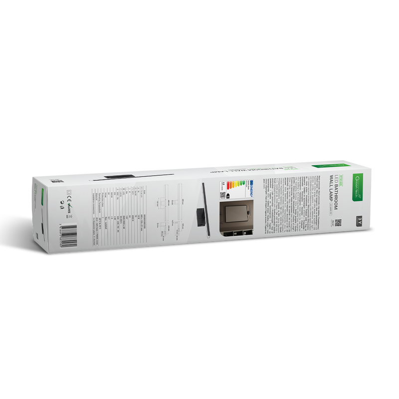 LED kupaonska zidna lampa, Green Tech, crna, 840 lm, 12W, 4000 K, IP44, 60 cm slika 5