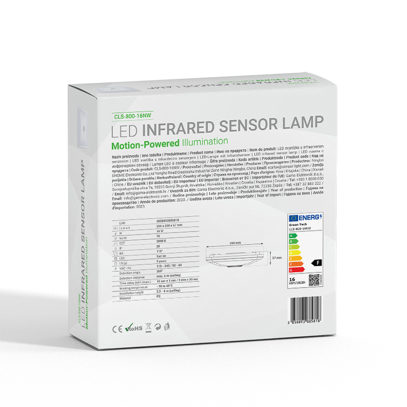 LED plafonjera sa senzorom Green Tech 16W, 3000K, bijela boja slika 4