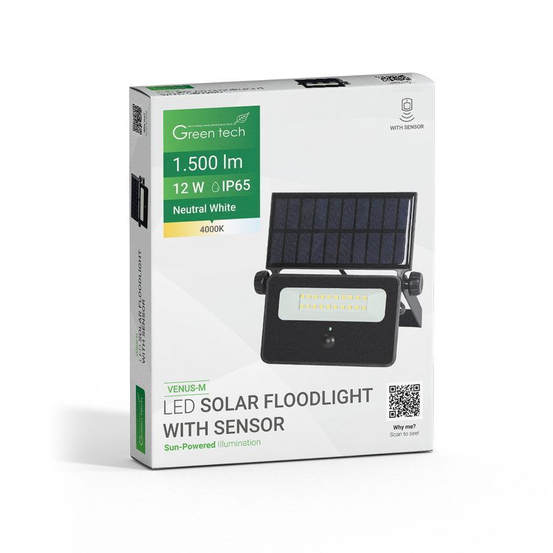 LED solarni reflektor Green Tech 12W, 4000K, IP65, 1500 lm slika 3