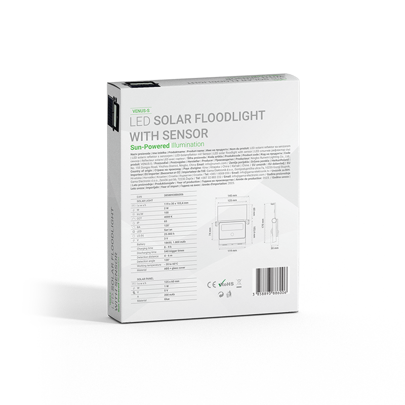 LED solarni reflektor Green Tech 2W,  4000K, IP65, 200 lm slika 2