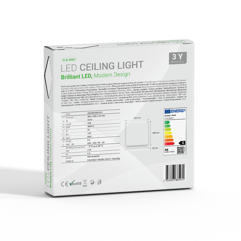 LED plafonjera Green Tech 36W, 4000K, 48x48cm slika 4