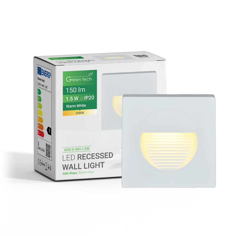 LED ugradna zidna svjetiljka Green Tech 1,5W, 3000K IP20, bijela
