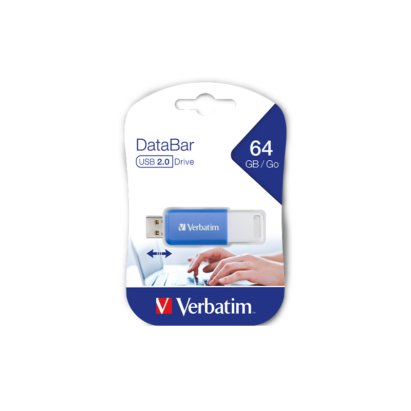 USB memorijski stik 2.0 Verbatim 64GB, plavi, DataBar slika 4