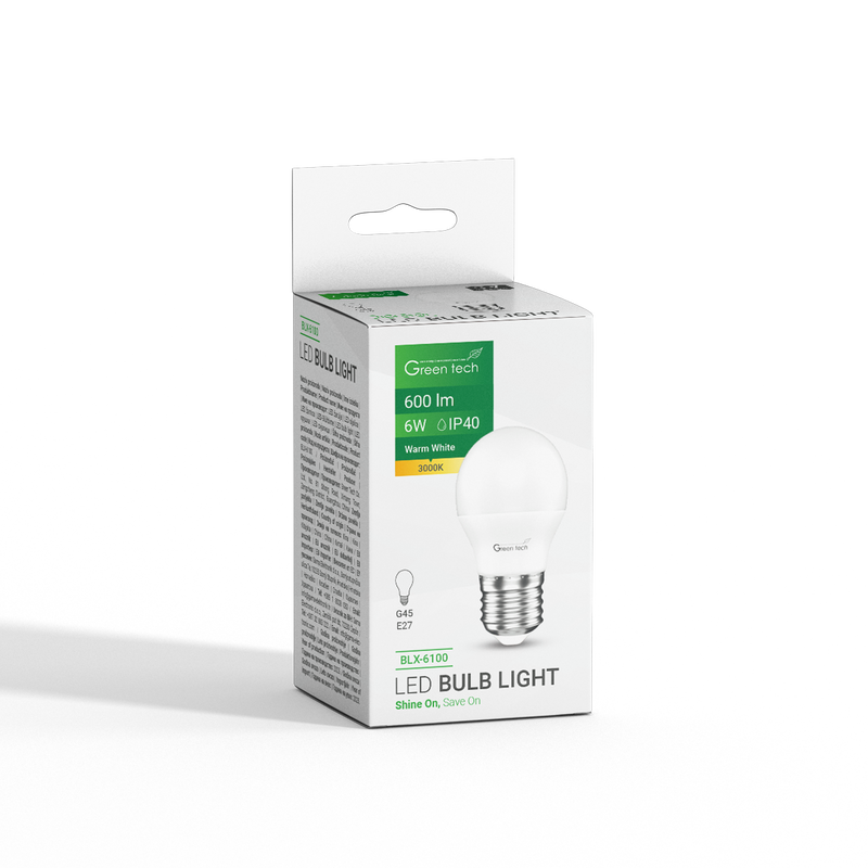 LED žarulja Green Tech 6W, 3000K, E27, G45, Flux: 600 lm, IP40, Epistar chip slika 5