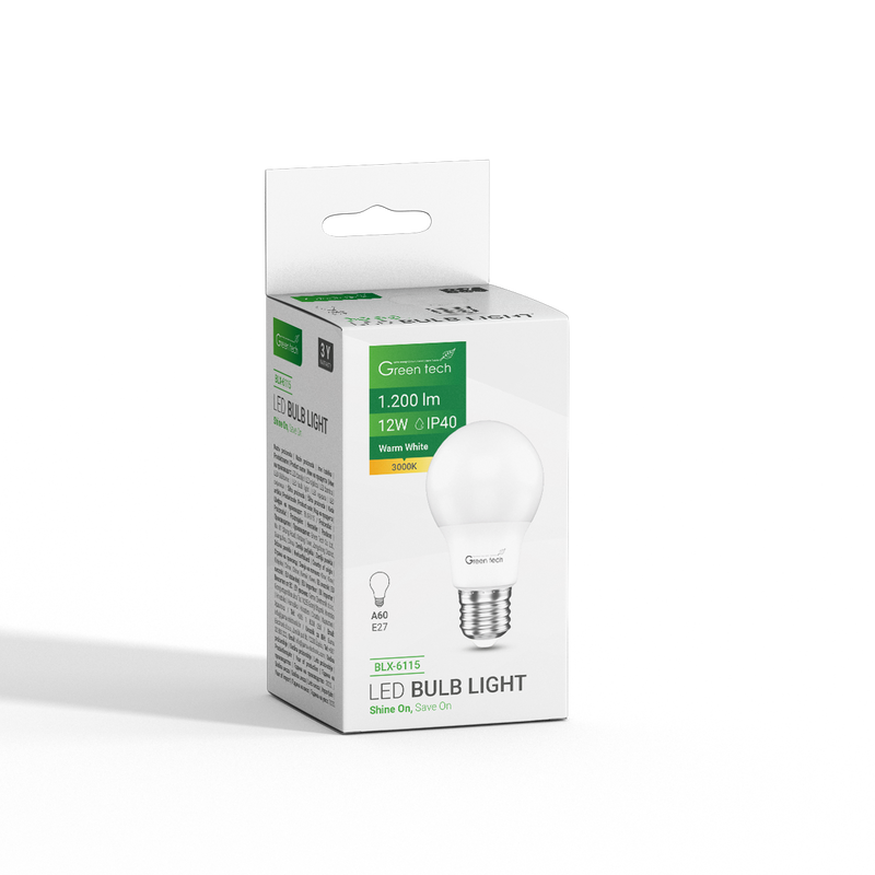 LED žarulja Green Tech 12W, 3000K, E27, A60, Flux: 1200 lm, IP40, Epistar chip slika 5