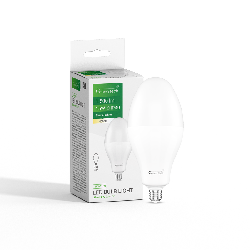 LED žarulja Green Tech 15W, 4000K, E27, B65, Flux: 1500 lm, IP40, Epistar chip