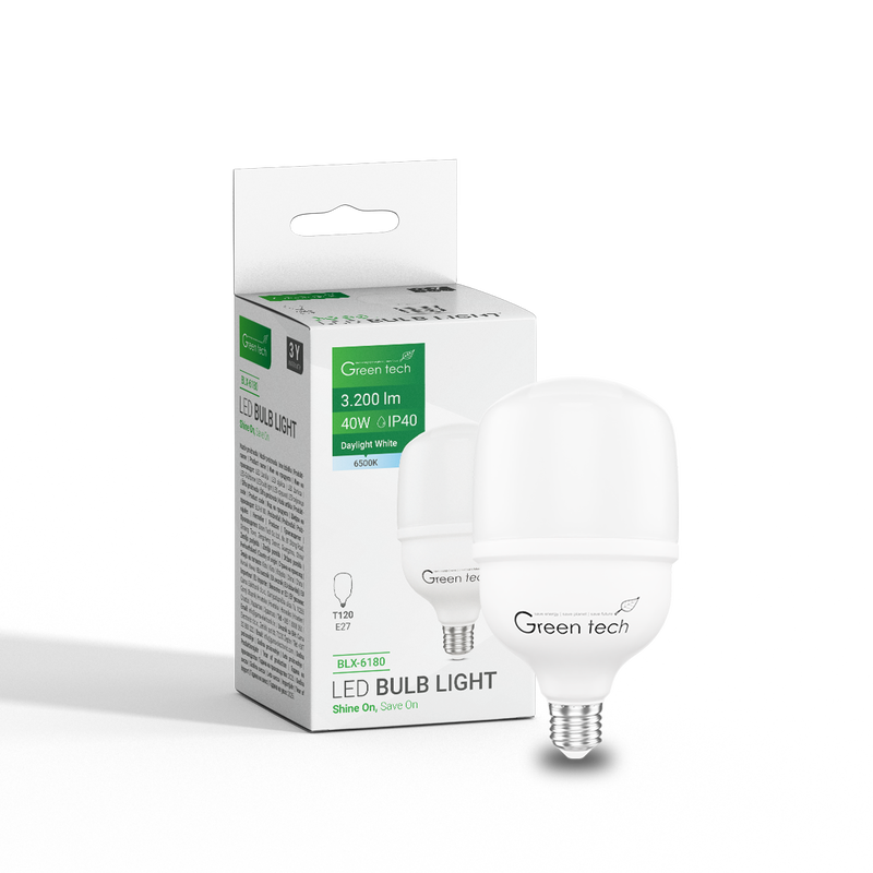 LED žarulja Green Tech 40W, 6500K, E27, T120, Flux: 3200 lm, IP40, Epistar chip