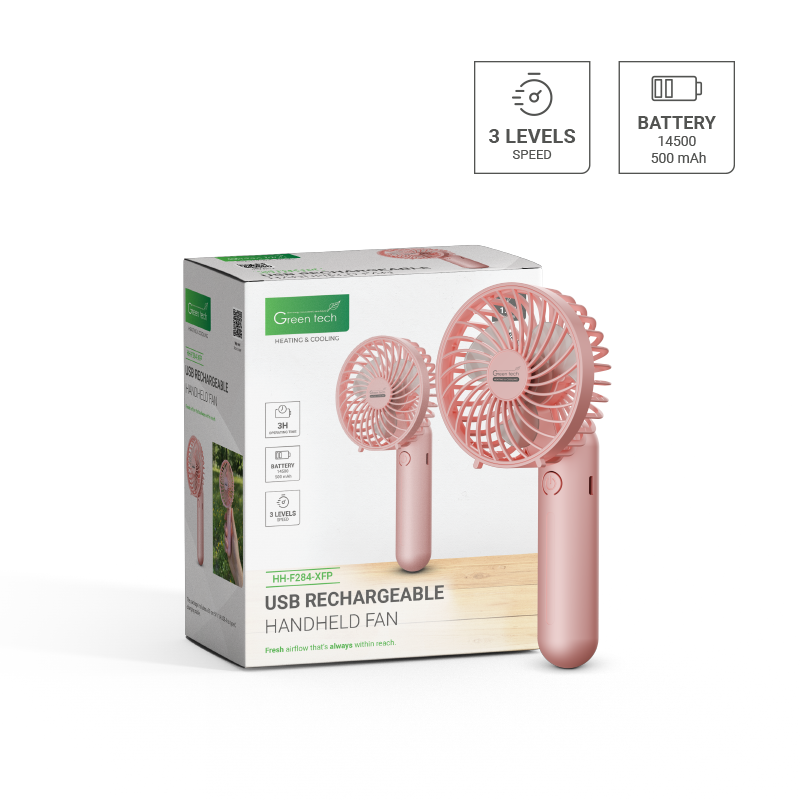Prijenosni ventilator Green Tech, 1.1W, pink, sa USB punjenjem