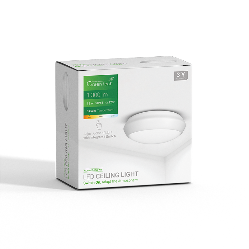 LED plafonjera Green Tech 15W, 3CCT, 30 cm, IP66, bijela slika 2