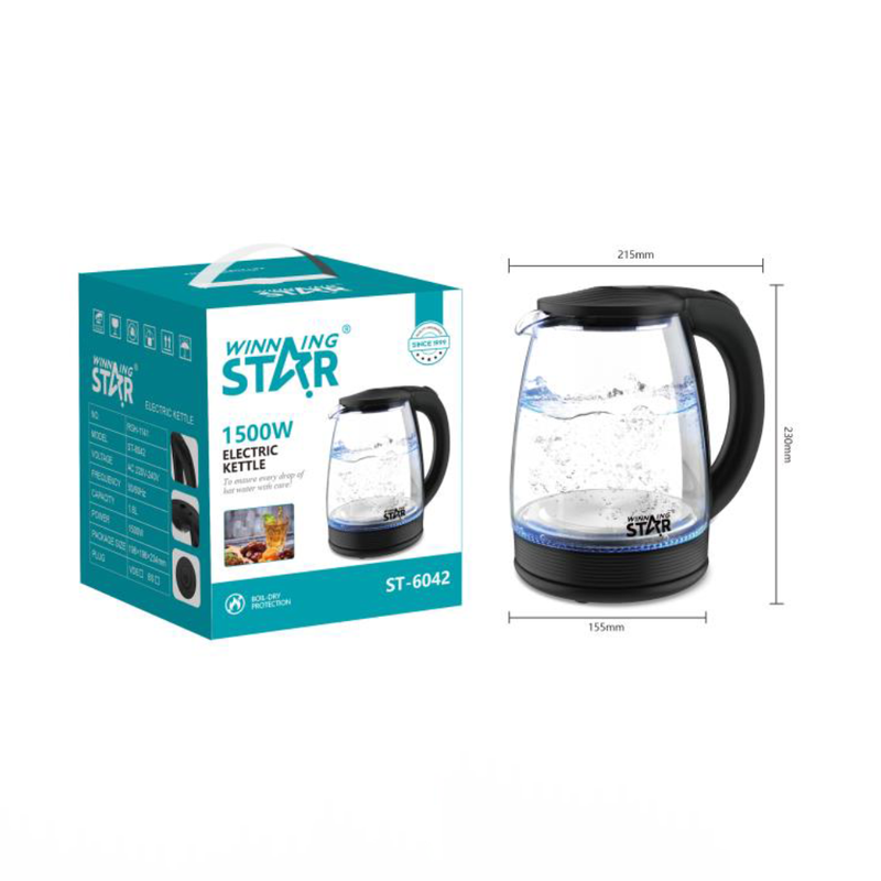 Kuhalo za vodu Winning Star ST-6042, 1.8L, 1500W, staklo slika 2