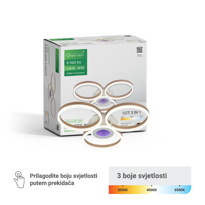 Stropna dekorativna svjetiljka Green Tech 128W, 3CCT
