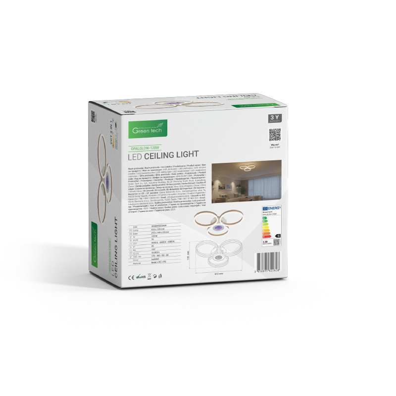 Stropna dekorativna svjetiljka Green Tech 128W, 3CCT slika 5