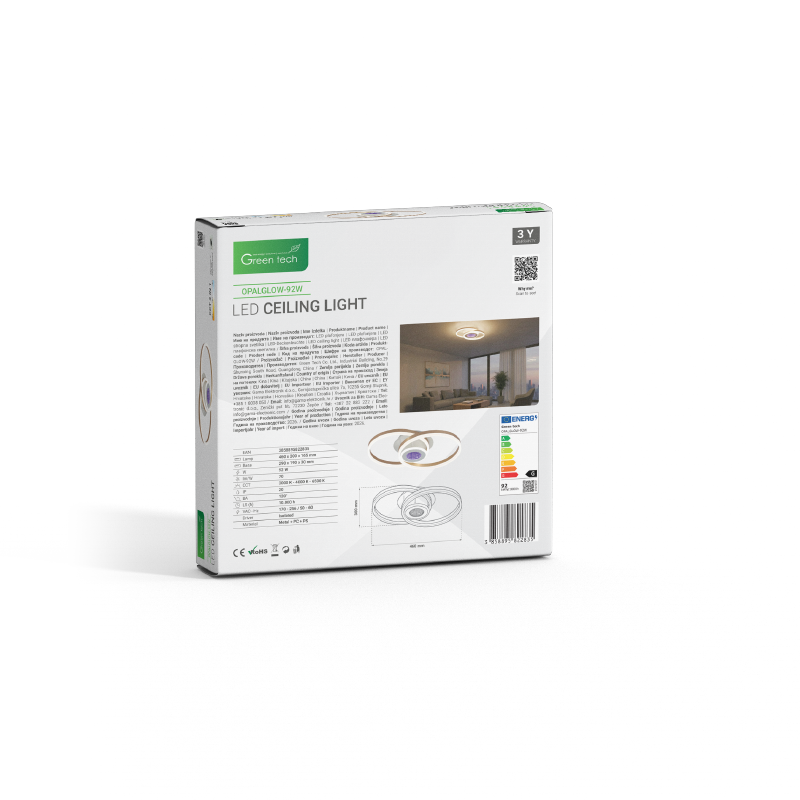 Stropna dekorativna svjetiljka Green Tech 92W, 3CCT slika 5