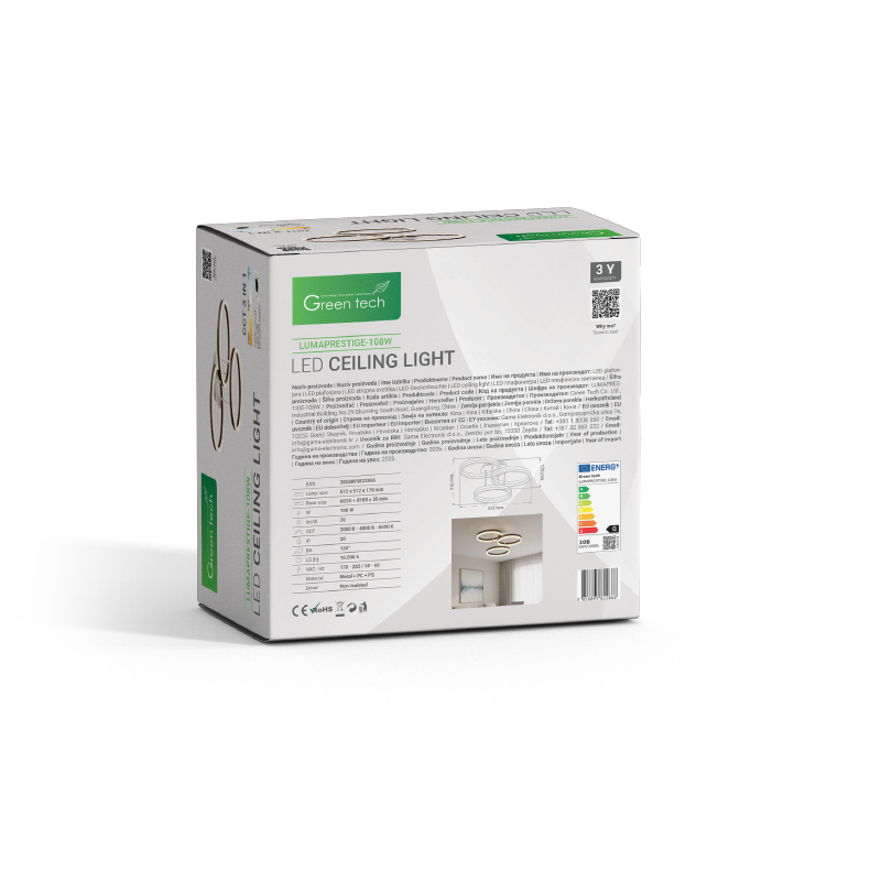 Stropna dekorativna svjetiljka Green Tech 108W, 3CCT slika 5