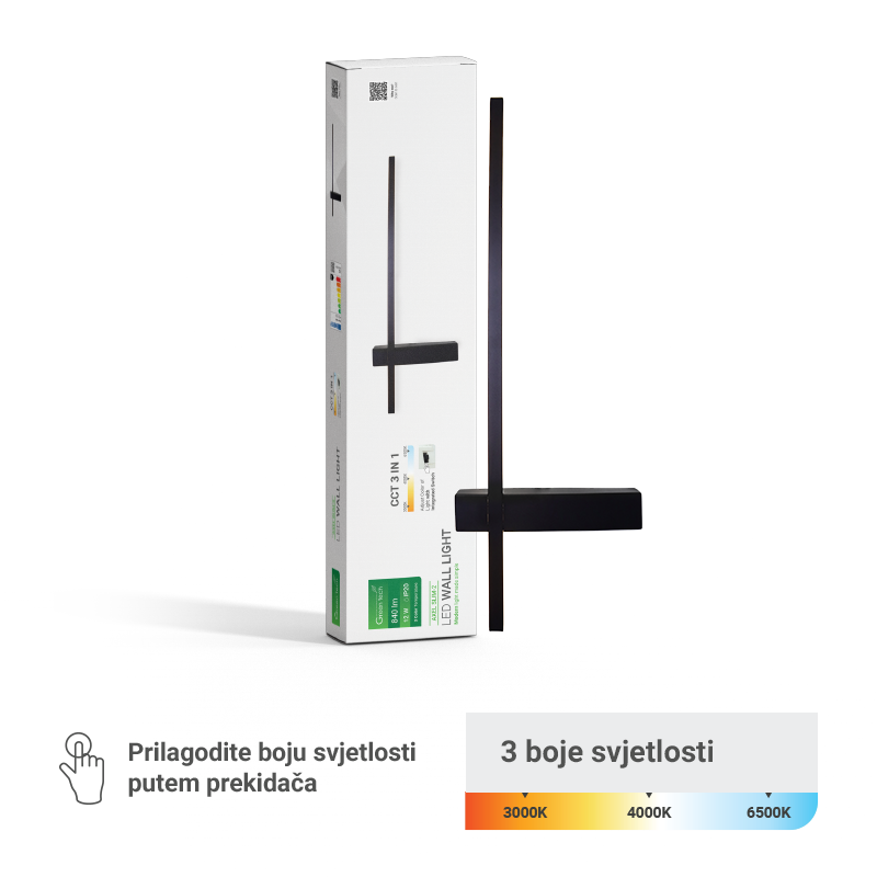 Zidna dekorativna svjetiljka Green Tech 12W, 3CCT