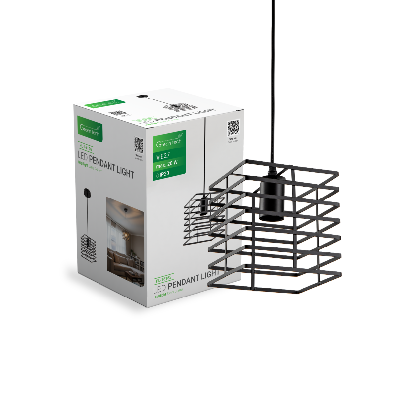 LED visilica Green Tech E27 x 1 kom, crna boja
