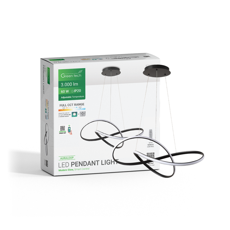 Smart dekorativna visilica Green Tech 60W, 3CCT, dim, APP + daljinski upravljač slika 2
