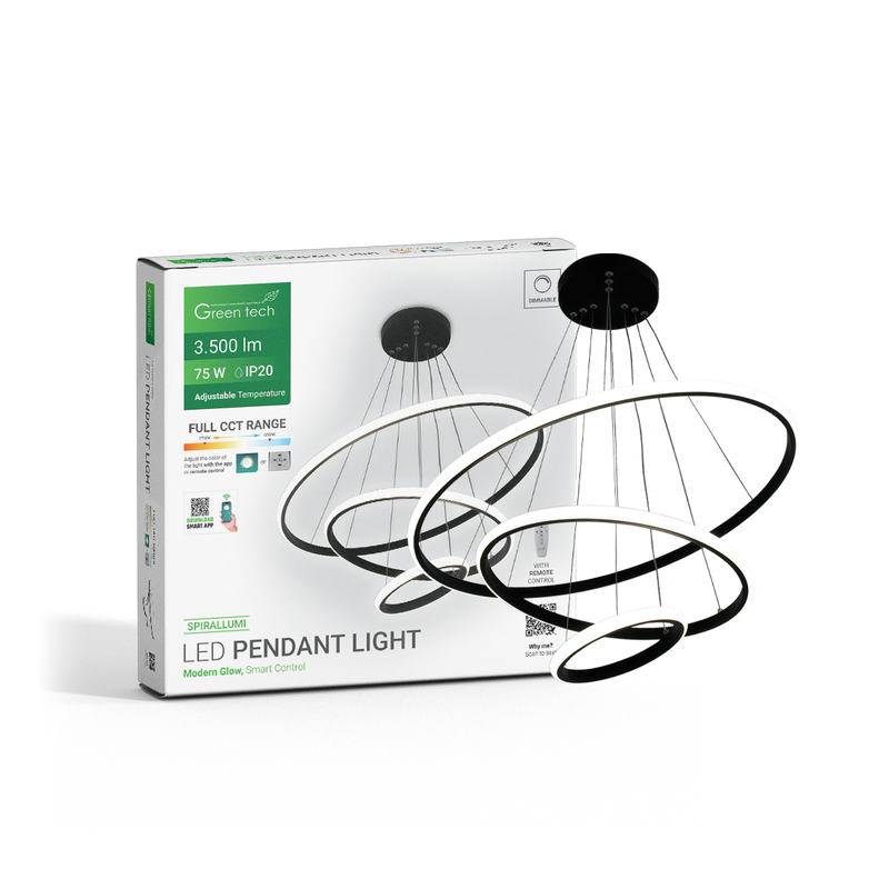 Smart dekorativna visilica Green Tech 75W, 3CCT, dim, APP + daljinski upravljač slika 2