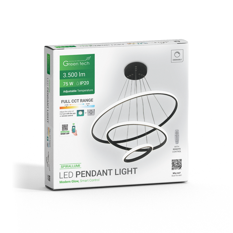 Smart dekorativna visilica Green Tech 75W, 3CCT, dim, APP + daljinski upravljač slika 4