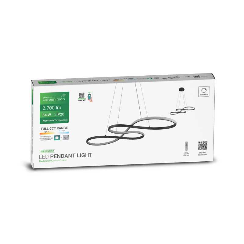 Smart dekorativna visilica Green Tech 54W, 3CCT, dim, APP + daljinski upravljač slika 4