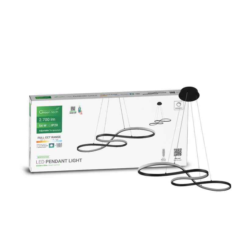 Smart dekorativna visilica Green Tech 54W, 3CCT, dim, APP + daljinski upravljač slika 2