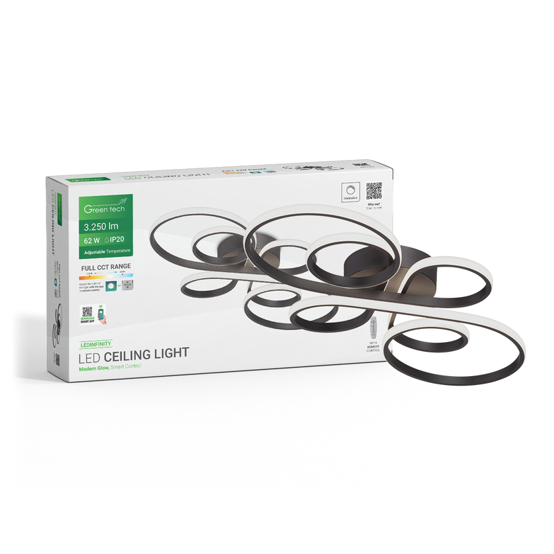 Smart stropna dekorativna svjetiljka Green Tech 62W, 3CCT, dim, APP + daljinski slika 2
