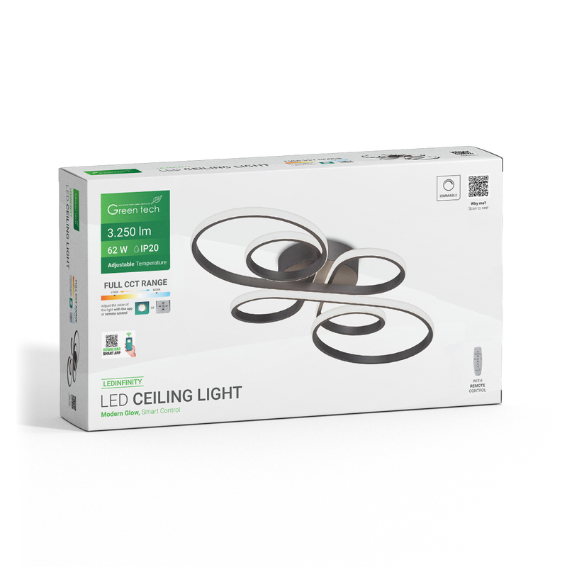 Smart stropna dekorativna svjetiljka Green Tech 62W, 3CCT, dim, APP + daljinski slika 4