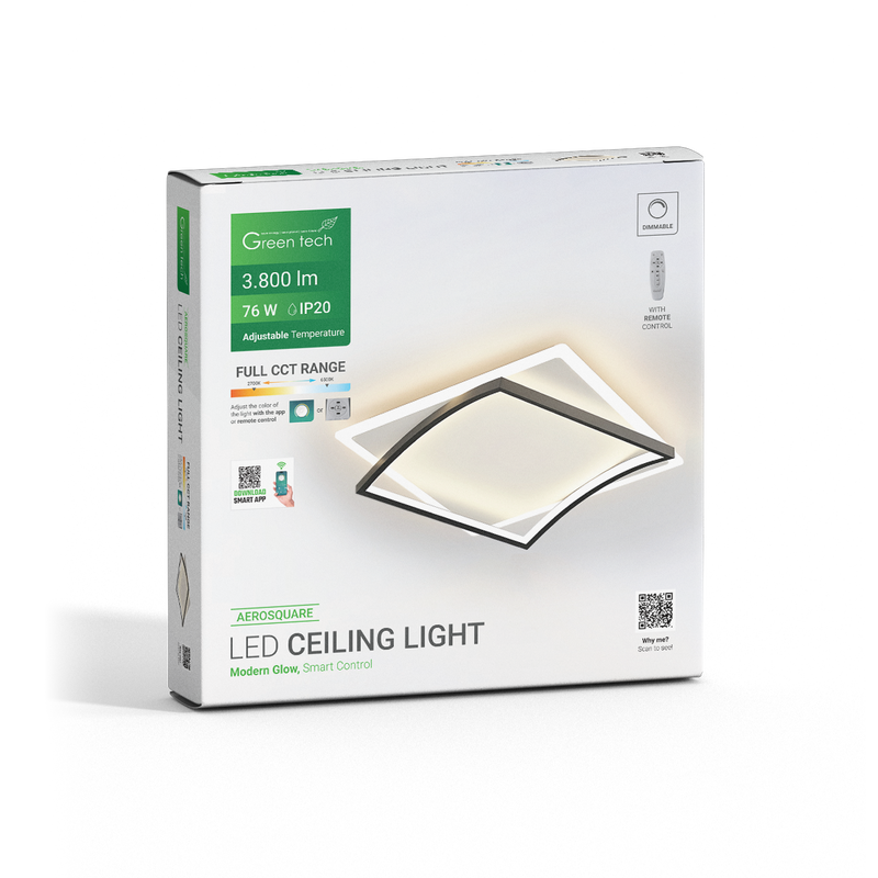 Smart stropna dekorativna svjetiljka Green Tech 76W, 3CCT, dim, APP + daljinski slika 4