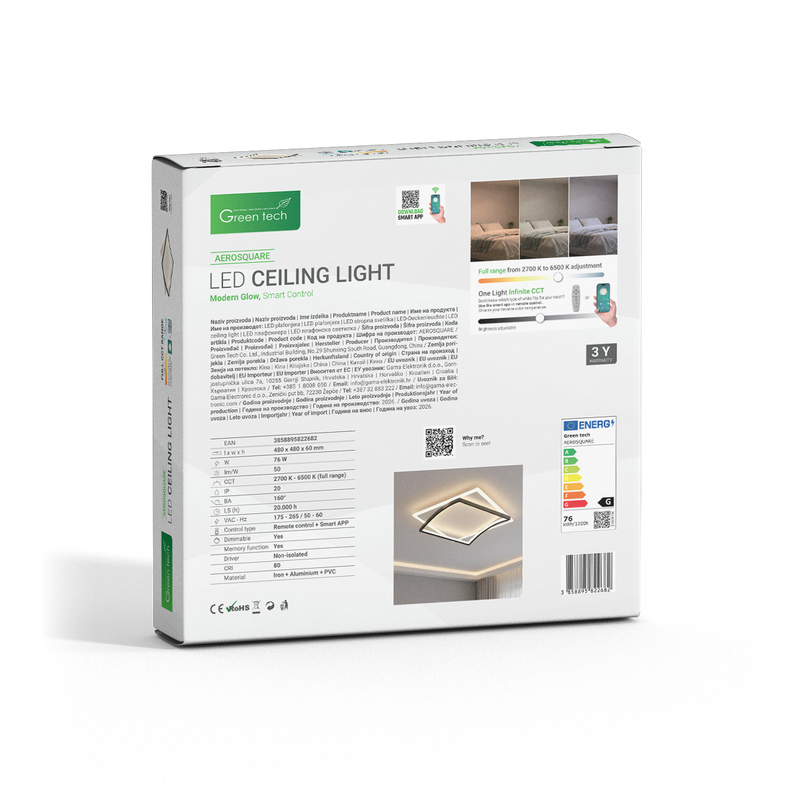 Smart stropna dekorativna svjetiljka Green Tech 76W, 3CCT, dim, APP + daljinski slika 5