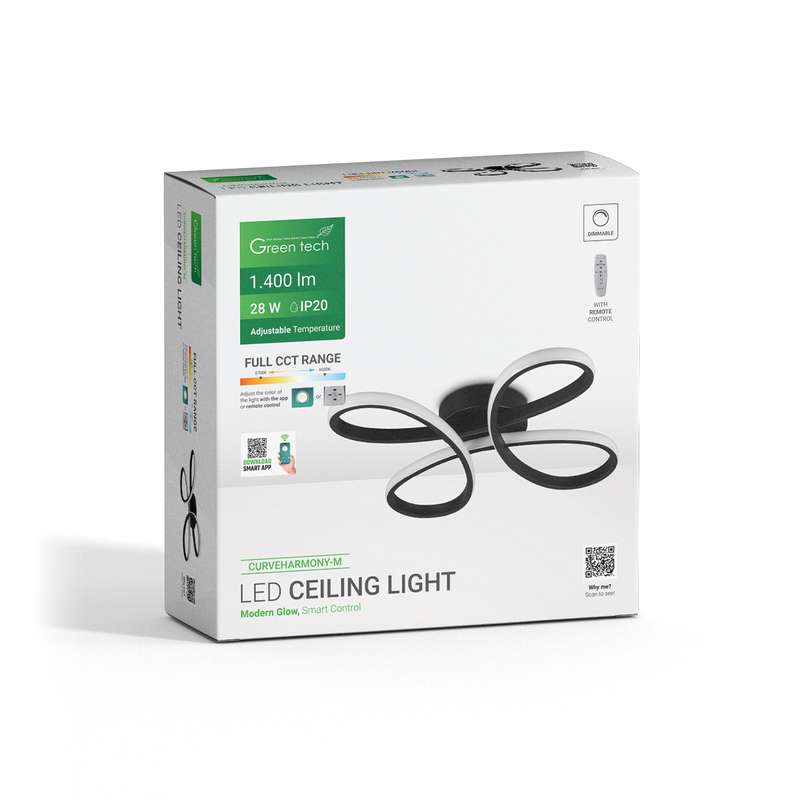 Smart stropna dekorativna svjetiljka Green Tech 28W, 3CCT, dim, APP + daljinski slika 4