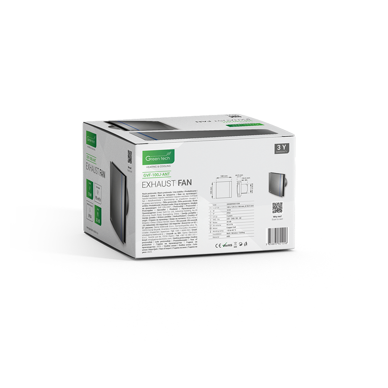 Ispušni ventilator Green Tech GVF-100J antracit slika 3