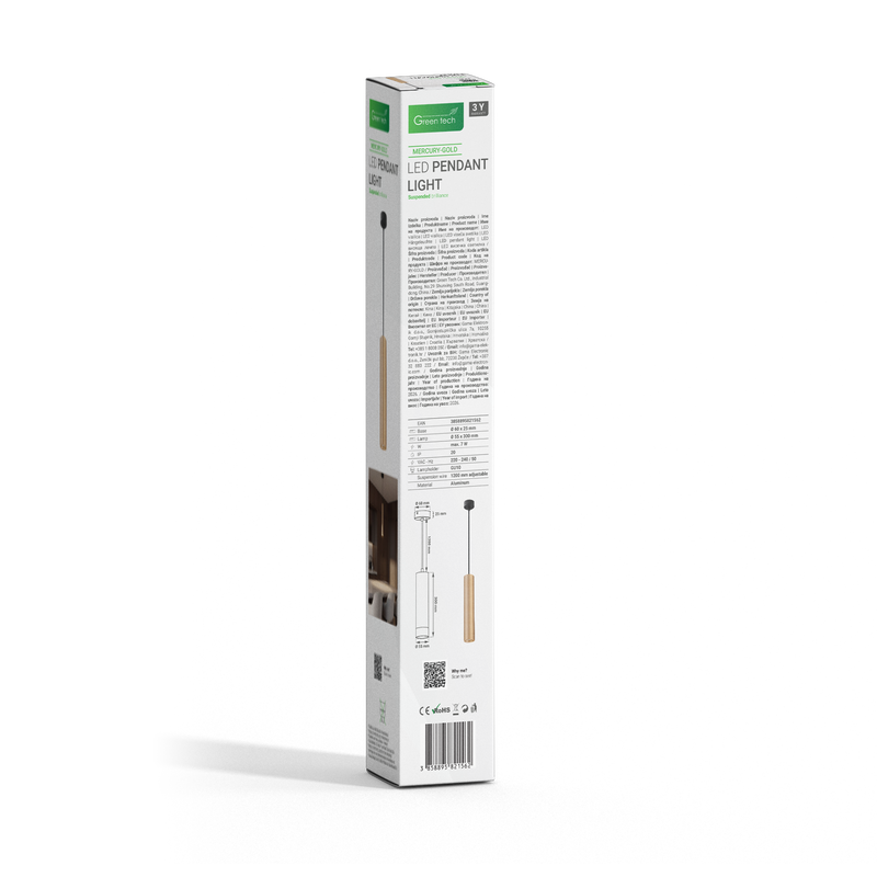 LED visilica Green Tech, GU10 X 1 kom, zlatna boja slika 4