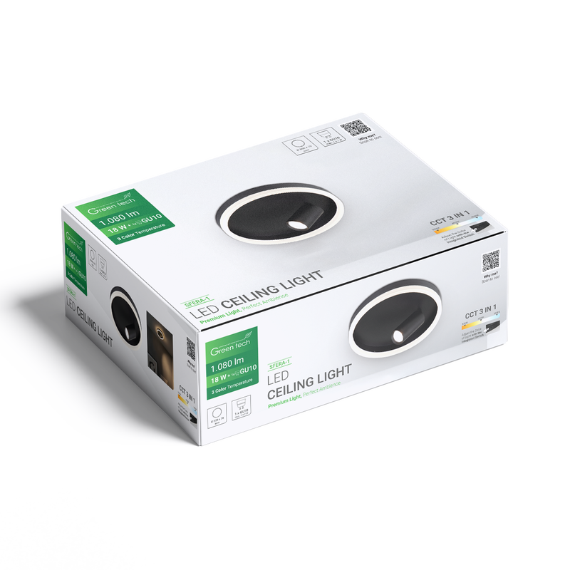 Stropna dekorativna svjetiljka Green Tech 18W, 3CCT + 1 x SPOT GU10 slika 4