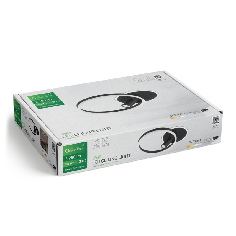 Stropna dekorativna svjetiljka Green Tech 38W, 3CCT + 1 x SPOT GU10 slika 4