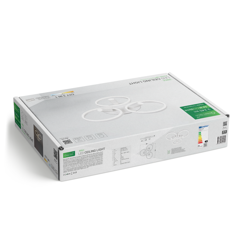 Stropna dekorativna svjetiljka Green Tech 54W, 3CCT + 3 x SPOT GU10 slika 2