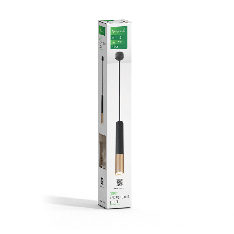 LED visilica Green Tech, GU10 X 1 kom, crna-zlatna boja slika 3