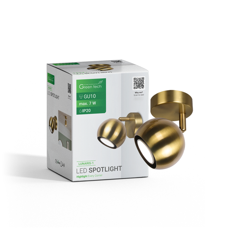 LED spot svjetiljka Green Tech, GU10 X 1 kom, zlatna boja