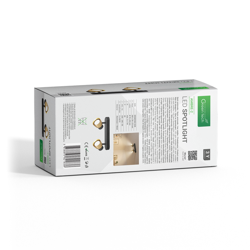 LED spot svjetiljka Green Tech, GU10 X 2 kom, zlatno crna boja slika 4