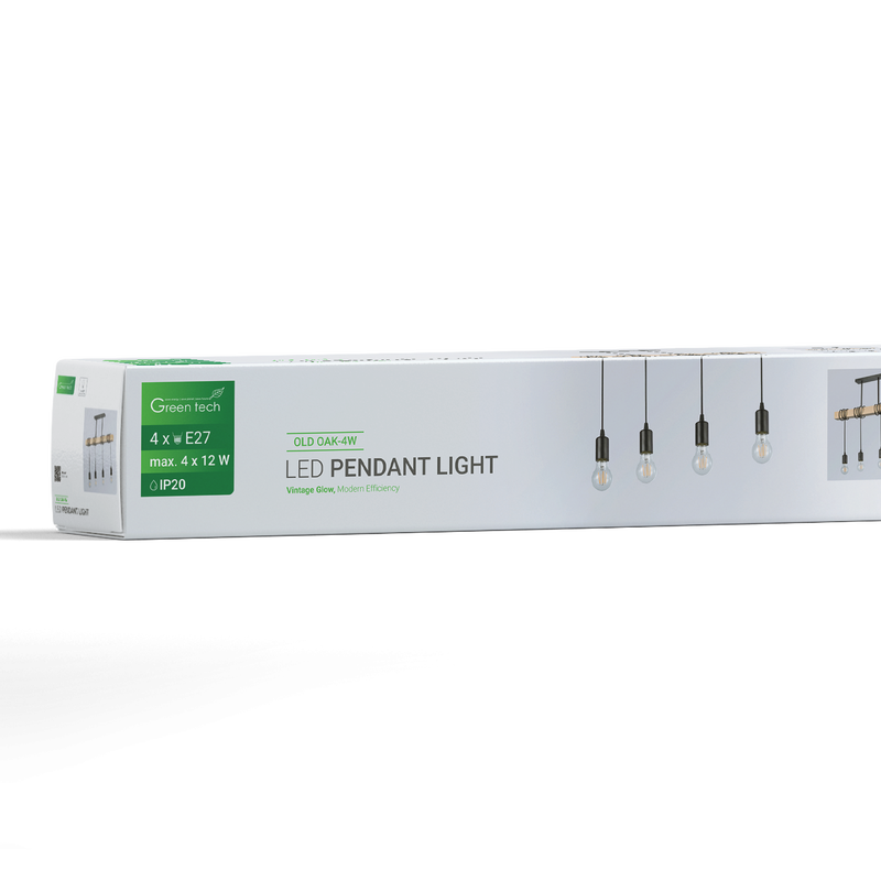 LED retro vislica Green Tech E27 x 4 kom, drvo + metal slika 4