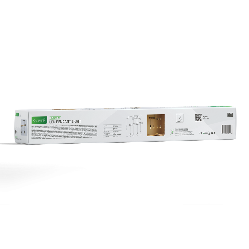 LED retro vislica Green Tech E27 x 4 kom, drvo + metal slika 5