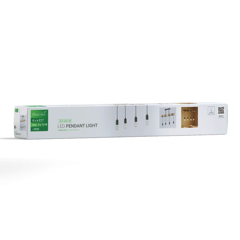 LED retro vislica Green Tech E27 x 4 kom, drvo + metal slika 3