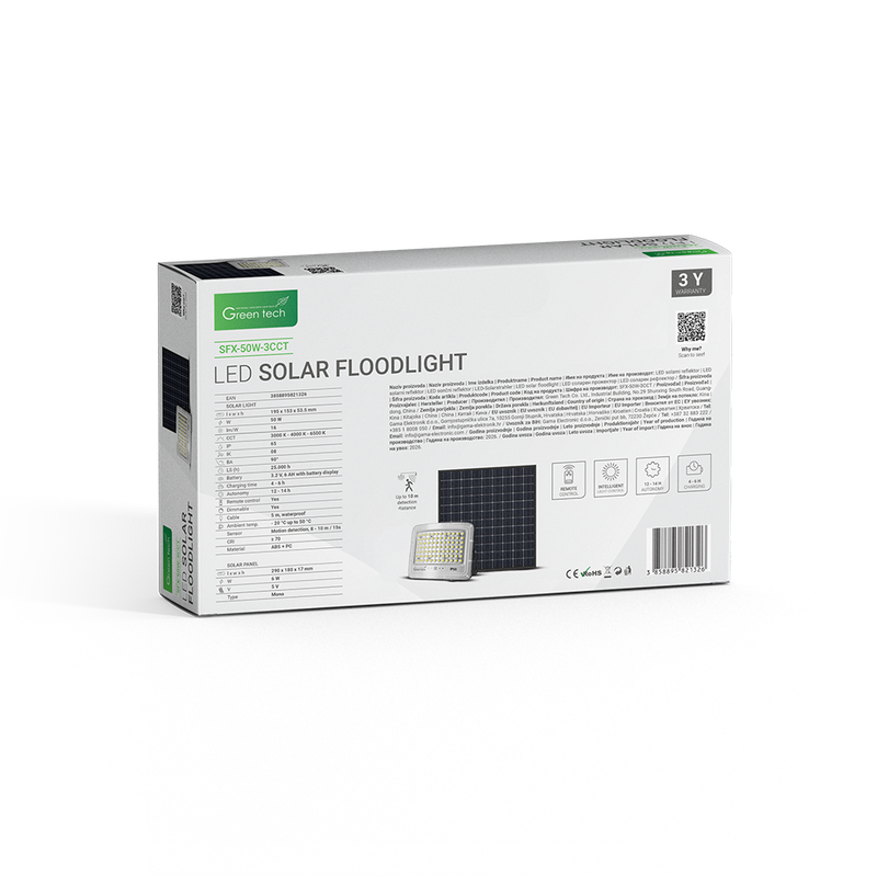 LED solarni reflektor Green Tech 50W, 3CCT, IP65 slika 3
