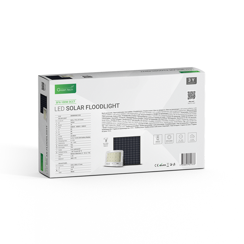 LED solarni reflektor Green Tech 100W, 3CCT, IP65 slika 4